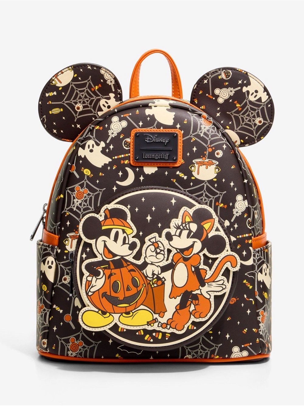 Loungefly Disney Halloween Mickey & Minnie Backpack - Black & Orange